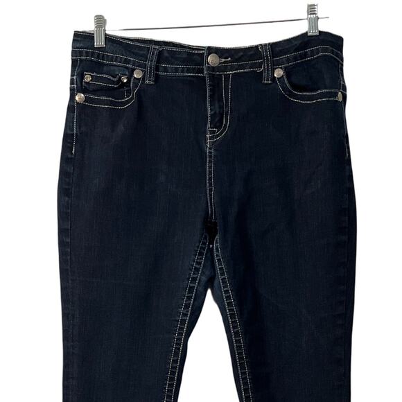 Rebel Soul Womens Jeans Size 14 Blue Straight Leg Mid Rise Sequins Stretch 34" - Picture 3 of 10